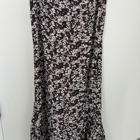 Ganni Maroon White Black Floral Ruffle Hem Skirt US 4 / EU 36 – Eco Viscose, NWT - Picture 3 of 7